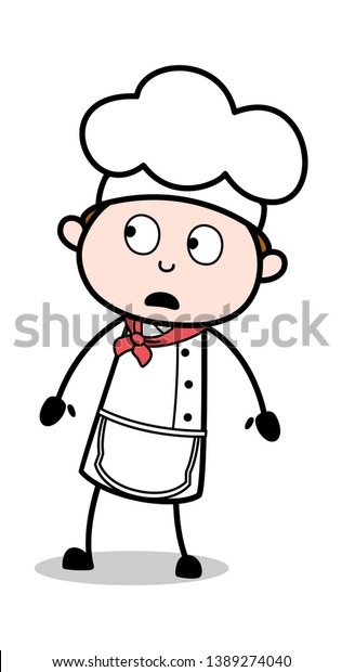 Shocked Face Cartoon Waiter Male Chef Stock Vector (Royalty Free ...