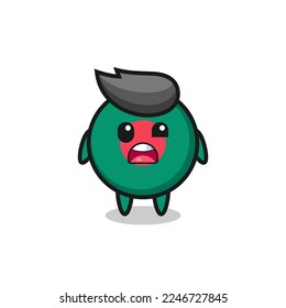 the shocked face of the cute bangladesh flag badge mascot , cute style design for t shirt, sticker, logo element