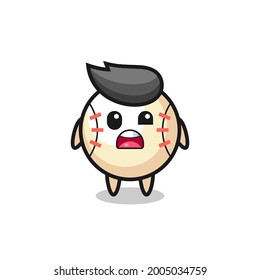 the shocked face of the cute baseball mascot , cute style design for t shirt, sticker, logo element
