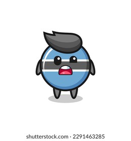 the shocked face of the cute botswana flag badge mascot , cute style design for t shirt, sticker, logo element