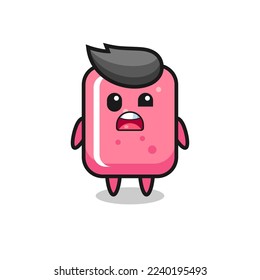the shocked face of the cute bubble gum mascot , cute style design for t shirt, sticker, logo element