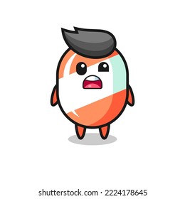 the shocked face of the cute candy mascot , cute style design for t shirt, sticker, logo element