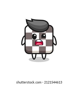 la cara impactada de la linda mascota del tablero de ajedrez, diseño de estilo lindo para camiseta, pegatina, elemento logo