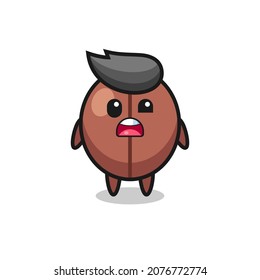 the shocked face of the cute coffee bean mascot , cute style design for t shirt, sticker, logo element