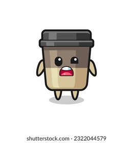 the shocked face of the cute coffee cup mascot , cute style design for t shirt, sticker, logo element
