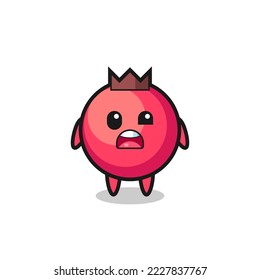 the shocked face of the cute cranberry mascot , cute style design for t shirt, sticker, logo element