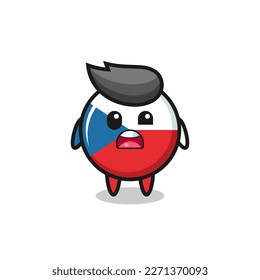 the shocked face of the cute czech republic flag badge mascot , cute style design for t shirt, sticker, logo element