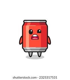 the shocked face of the cute drink can mascot , cute style design for t shirt, sticker, logo element