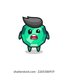 the shocked face of the cute emerald gemstone mascot , cute style design for t shirt, sticker, logo element