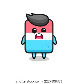 the shocked face of the cute eraser mascot , cute style design for t shirt, sticker, logo element