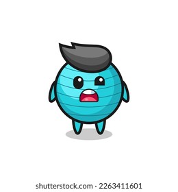 the shocked face of the cute exercise ball mascot , cute style design for t shirt, sticker, logo element