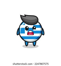 the shocked face of the cute greece flag mascot , cute style design for t shirt, sticker, logo element