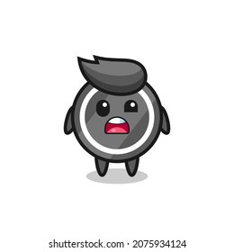 the shocked face of the cute hockey puck mascot , cute style design for t shirt, sticker, logo element