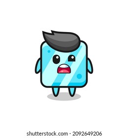 la cara impactada de la linda mascota del cubo de hielo , diseño de estilo lindo para camiseta, pegatina, elemento logo