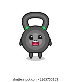 the shocked face of the cute kettleball mascot , cute style design for t shirt, sticker, logo element