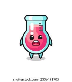 the shocked face of the cute laboratory beaker mascot , cute style design for t shirt, sticker, logo element