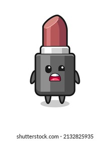 the shocked face of the cute lipstick mascot , cute style design for t shirt, sticker, logo element