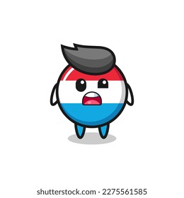 the shocked face of the cute luxembourg flag badge mascot , cute style design for t shirt, sticker, logo element