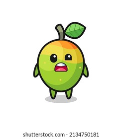 the shocked face of the cute mango mascot , cute style design for t shirt, sticker, logo element