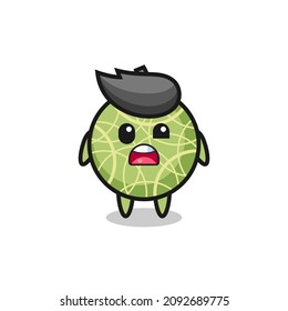 the shocked face of the cute melon fruit mascot , cute style design for t shirt, sticker, logo element