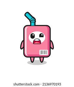 the shocked face of the cute milk box mascot , cute style design for t shirt, sticker, logo element