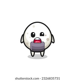 the shocked face of the cute onigiri mascot , cute style design for t shirt, sticker, logo element