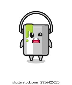 the shocked face of the cute paint tin mascot , cute style design for t shirt, sticker, logo element