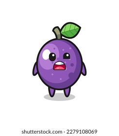 the shocked face of the cute passion fruit mascot , cute style design for t shirt, sticker, logo element