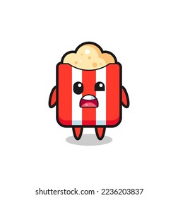 the shocked face of the cute popcorn mascot , cute style design for t shirt, sticker, logo element