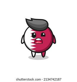 the shocked face of the cute qatar flag badge mascot , cute style design for t shirt, sticker, logo element