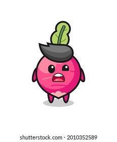 the shocked face of the cute radish mascot , cute style design for t shirt, sticker, logo element