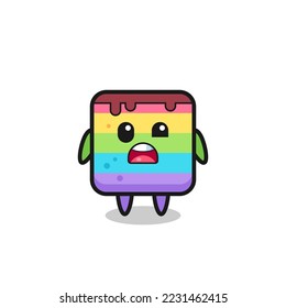 the shocked face of the cute rainbow cake mascot , cute style design for t shirt, sticker, logo element