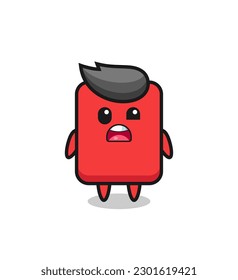 the shocked face of the cute red card mascot , cute style design for t shirt, sticker, logo element