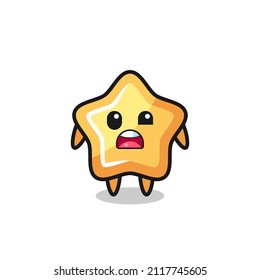 the shocked face of the cute star mascot , cute style design for t shirt, sticker, logo element