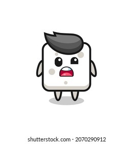 the shocked face of the cute sugar cube mascot , cute style design for t shirt, sticker, logo element