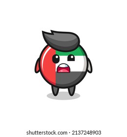 the shocked face of the cute uae flag badge mascot , cute style design for t shirt, sticker, logo element