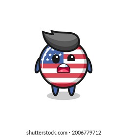 the shocked face of the cute united states flag badge mascot , cute style design for t shirt, sticker, logo element