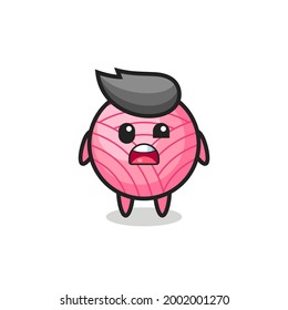 the shocked face of the cute yarn ball mascot , cute style design for t shirt, sticker, logo element