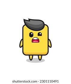 the shocked face of the cute yellow card mascot , cute style design for t shirt, sticker, logo element