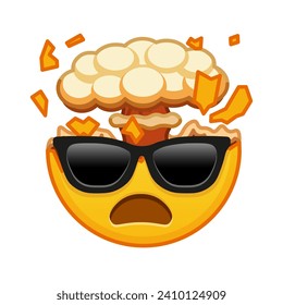 Shocked face with exploding head and sunglasses Large size of yellow emoji smile