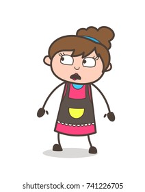 Shocked Face Expression - Beautician Girl Artist Cartoon Vector