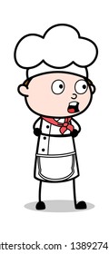 Shocked Face Expression - Cartoon Waiter Male Chef Vector Illustration