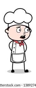 Shocked Face Expression - Cartoon Waiter Male Chef Vector Illustration