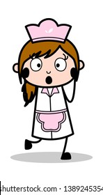 Shocked Face Expression - Retro Cartoon Waitress Female Chef Vector Illustration