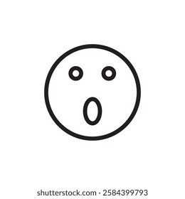 Shocked face icon black and white vector outline sign