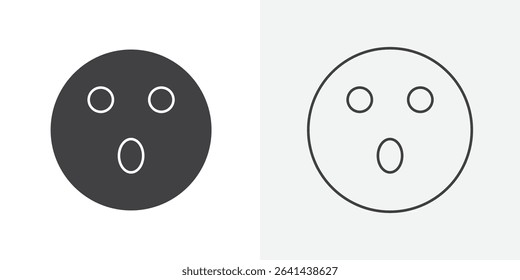 Shocked face icon Line graphics illustration