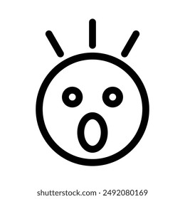 Shocked face icon linear logo mark in black and white