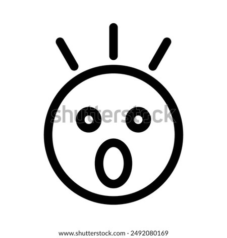 Shocked face icon linear logo mark in black and white