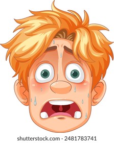 A shocked face with sweat drops