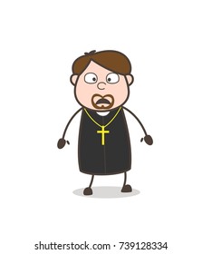 Shocked Fearful Priest Face Vector